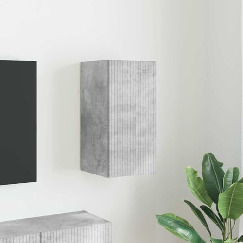 LoogCape TV-Wandschrank, wandmontiert, Beton-Optik, 30x31x60 cm, Holzwerkstoff, platzsparend, mit 4 Regalen, für Wohnzimmer
