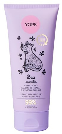 YOPE - Baume corporel hydratant au lilas et à la vanille - Avec hydromolécules et acide hyaluronique - Pour peaux sèches et rugueuses - Testé dermatologiquement sans cruauté envers les animaux - 200