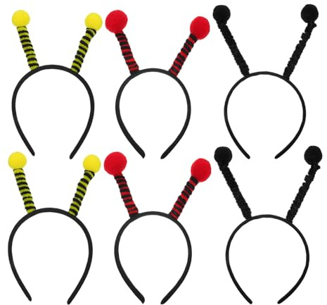 Bandeau de Déguisement Insecte 6 Pièces en Tissu et Plastique | Antennes Cartoonesques, pour Halloween et Fête Cosplay, Confort de Port, Style Abeille et Fourmi