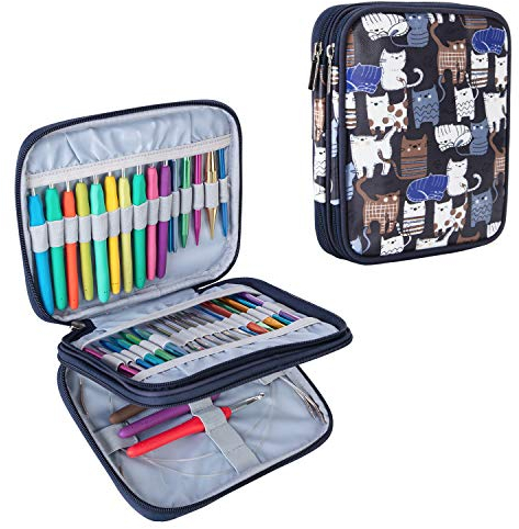 Teamoy Organiser Case for Interchangeable Circular Knitting Needles, Ergonomic Crochet hooks, Aluminum Crochet Hooks, Knitting Accessories and More