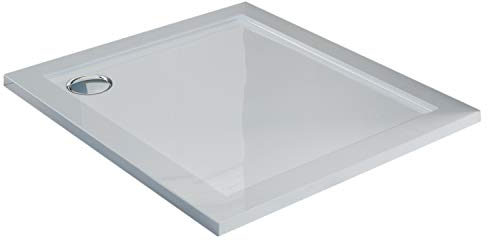 Plato de Ducha 80x80x4cm Cuadrato Acrílico Borde Realzado Blanco Brillante Mod. Flower