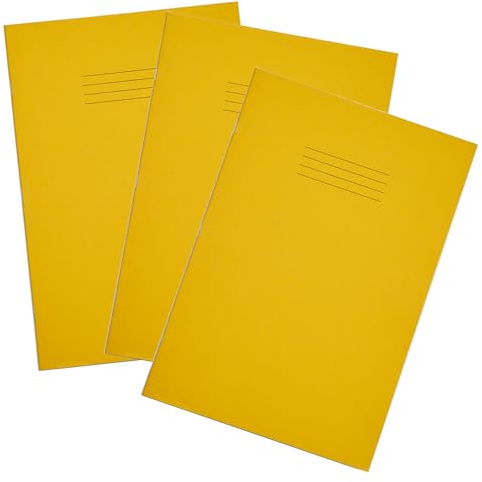 Rhino A4 Exercise Books, 32-Page / 10mm Squared Paper Notebook, 3-Pack, Office & School Stationery Supplies, Yellow