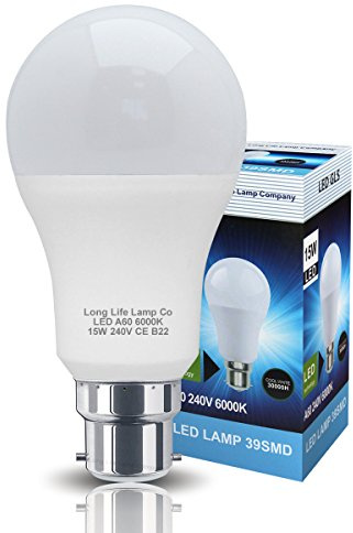 Long Life Lamp Company 15w GLS LED Light Bulb B22 Bayonet Very Bright 15w Equivalent 135w Cool White A60