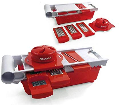 Quttin S2203560 Mandolina-Rallador 7 En 1, Rojo