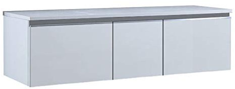 StoneArt Badmöbel Set Mineralguss Waschbecken Waschschale Aufsatzwaschbecken und Unterschrank Waschtisch Einzel- oder Doppelwaschbecken Milano ME-1600pro weiß 160cm