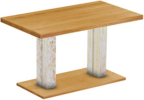 B.R.A.S.I.L.-Möbel Brasilmöbel Säulentisch Rio UNO 140x80 cm Shabby Platte Honig Tisch Esstisch Pinie Massivholz Esszimmertisch Holz Küchentisch Echtholz Größe und Farbe wählbar