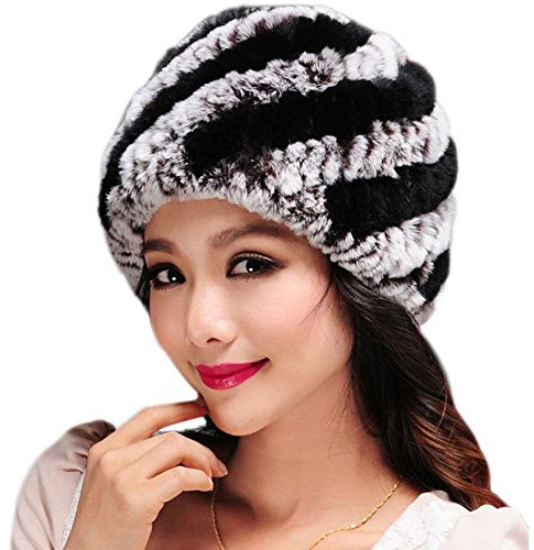 INLLADDY Faux Pelz Mütze Damen Fellmütze Wintermütze Damen Beanie Cap Hut Warm Pelzmütze Schwarz Einheitsgröße