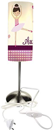 CreaDesign TI-1112 Ballerina Nachttischlampe Kinderzimmer mit Namen, Kinder Tischlampe/Schlummerlicht mit Schalter für Steckdose, E14, 38 cm hoch