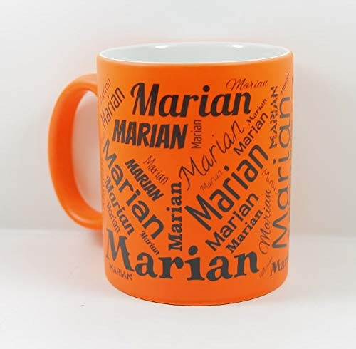 online-hut Namenstasse (Wunschname) Neon Orange/selber individuell Gestalten/Personalisierbar mit eigenem Text/Werbetasse/zum bedrucken/Motivtasse/Firmentasse/mit Logo