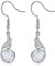 KINGWHYTE Tropfen Ohrringe Damen 925 Sterling Silber Phönix Ohrhänger Geburtsstein Schmuck Phoenix Geschenk Geburtstagsgeschenke für Frauen(Weißer Opal)
