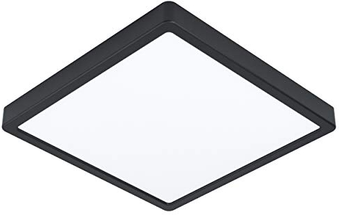 EGLO LED Deckenleuchte Fueva 5, L x B 28,5 cm, 1 flammige Aufbauleuchte aus Stahl und einer Kunststoff Leuchtfläche, Deckenlampe in Schwarz, Weiß, LED Aufbaulampe neutralweiß