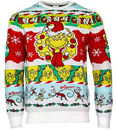 Numskull Unisex Grinch Offizieller The Strickpullover Weihnachtspullover groß – Ugly Novelty Christmas Sweater Geschenk, L