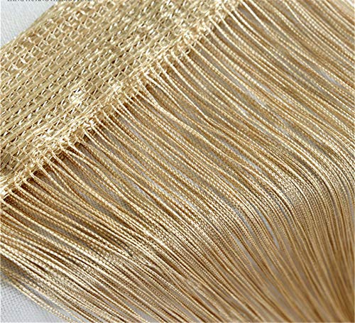RAILONCH Fadengardine, Tür Vorhang, Stangendurchzug Fadenvorhang Türvorhang 100x200cm, Fadenstore Raumteiler für Zuhause Terrasse Schlafzimmer Hochzeit (Champagner)