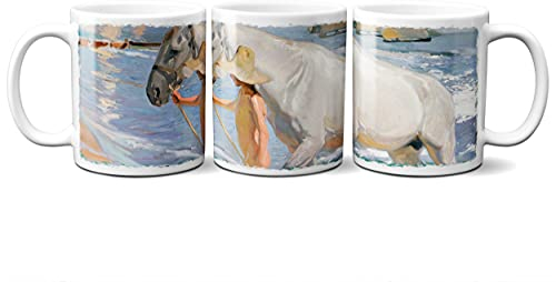 Planetacase - Taza de Arte Famosa - Cerámica 330 mL - Apta para Microondas y Lavavajillas - Resistencia Extrema - Embalada en Caja de Cartón - Sorolla El Baño del Caballo