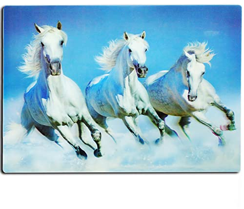 alles-meine.de GmbH 3-D Effekt Unterlage - Tiere - weiße Pferde/Schimmel - 40 cm * 30 cm - als Platzdeckchen/Tischunterlage/Malunterlage/Knetunterlage/Eßunterlage..
