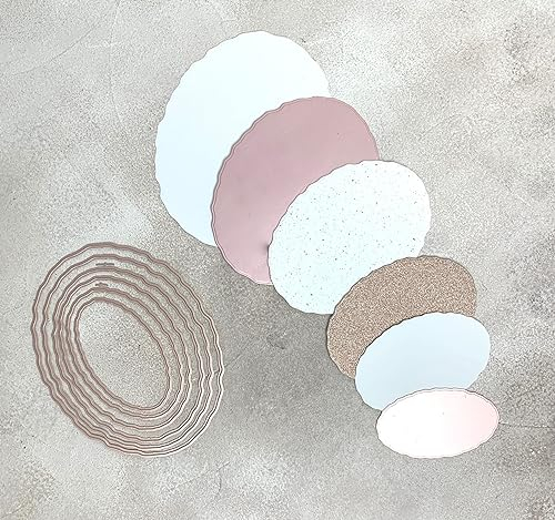 Stanzschablonen Cutting dies Ovale vintage light Büttenrand , bis 10,5x13,5 cm 6-tlg.