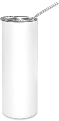 MR.R 20 oz Sublimation White Blank Tumbler Straight Tumbler Cups mit Metallstrohhalm, Edelstahl-Kaffee-Tumbler-Flasche für Wärmeübertragungsdruck