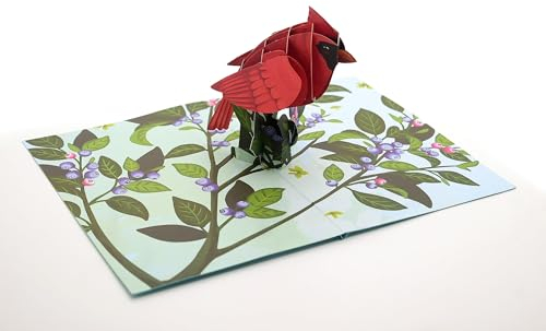 Cardinal 3D Pop Up Karte, Handgemachte Trauerkarte, Vogelkarte, Trauerkarte