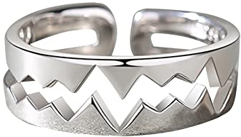 ikasus 1 Paar Passende Partnerringe, 925 Sterling Silber Herzschlag Ringe Paare Eheringe Trauringe Verstellbar Freundschaftsringe Verlobungsringe Versprechen Rringe Bandringe für Sie Und Ihn