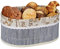 Relaxdays Brotkorb, Paris Design, Bambus, abnehmbare Stoffeinlage, HxBxT: 16 x 34 x 24 cm, ovaler Frühstückskorb, grau