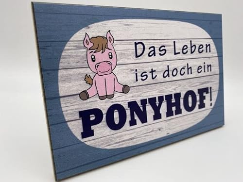 Hochwertiges Holzschild 18 x12 x 1cm Pferde Spruch: Das Leben ist doch kein Ponyhof - DekoNo7