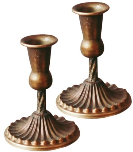 2 Stücke Hochzeit Messing Esskerze Single-Head Bronze Kandelaber Verjüngung Retro Antike Party Zentrum Halter Kerzenhalter Stand Zeremonie Einzelne Eisensäule Tischdekoration