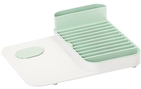 VIGAR Escurridor de Platos para Fregadero y Escurreplatos para Mostrador de Cocina, Fregaderos de Cocina Modernos y Accesorios para Cocina 42.5 x 34.5 x 12 cm, Blanco y Turquesa