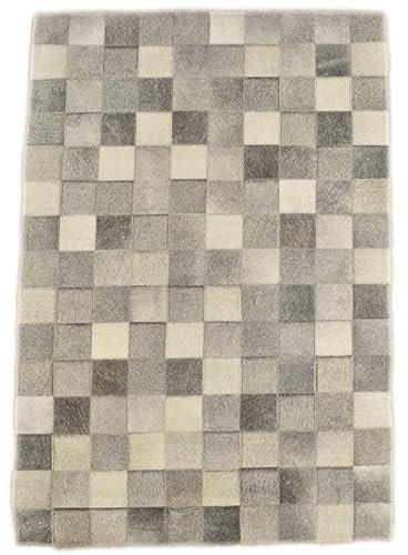 Kuhfelle Online & Nomad KUHFELL Teppich Patchwork FELLTEPPICH AUS ECHTEM KUHFELL RINERFELL IN VERSCHIEDENEN GRÖßEN (grau Natur, 100 x 150 cm)