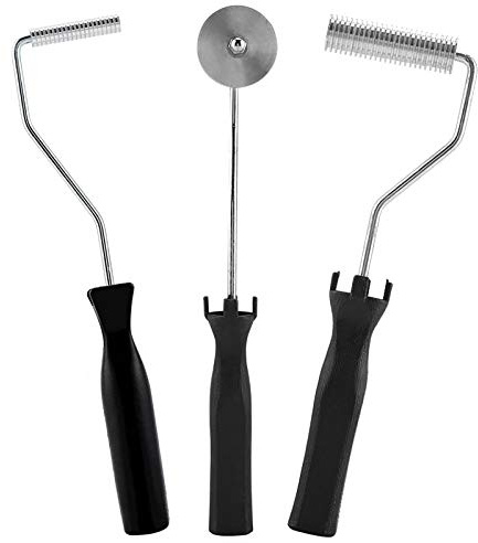 Fdit GFK-Blasenwalze aus Aluminiumlegierung mit ABS-Griff Fiberglasharz-Laminierwalzen-Set Bubble Paddle Tool (3 STK)