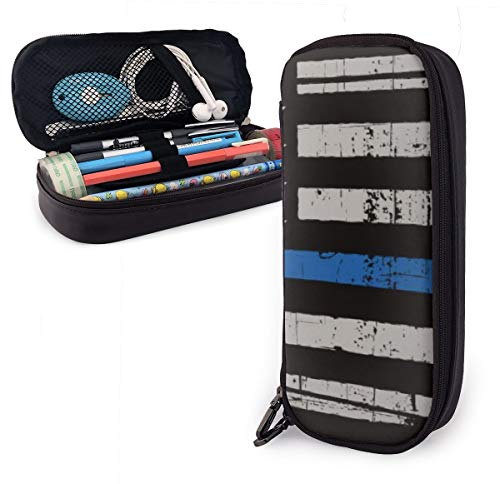 Pu Leder Federmäppchen Amerikanische Flagge Der Polizei Bleistiftetui Große Kapazität Federtasche Langlebig Große Kapazität Federmäppchen Für Schul Teenager College