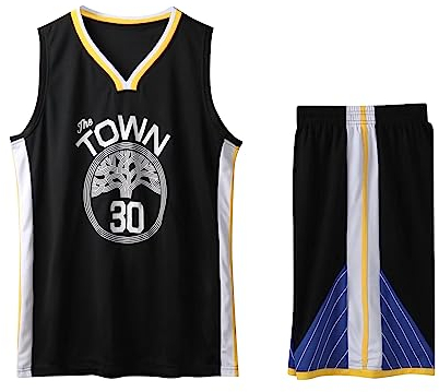 2-Teiliges Kinder/Erwachsene Basketball Jersey - Ärmelloses Atmungsaktives T-Shirt Weste und Shorts - Schwarz L