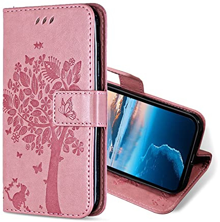 KANVOOS Coque pour iPhone 13 Pro, Etui Protection Housse Premium en Cuir PU, Antichoc Étui à Rabat Portefeuille Flip Case pour iPhone 13 Pro (Rose)