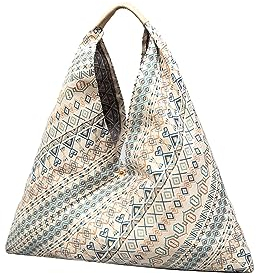 CORIOS Damen Handtasche Canvas Unterarmtasche Ethnischer Stil Schultertasche Böhmische Tote Beutel Sommer Strand Tasche Vintage Henkeltaschen Große Tragetasche für Reise Strand Shopper Mehrfarbig L