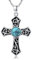 REDSUN Wikinger Kreuz Halskette 925 Sterling Silber Wikinger Kette Baumrebe Kreuz Halskette Türkis Halskette Retro Halskette Schmuck Geschenk für Herren Damen