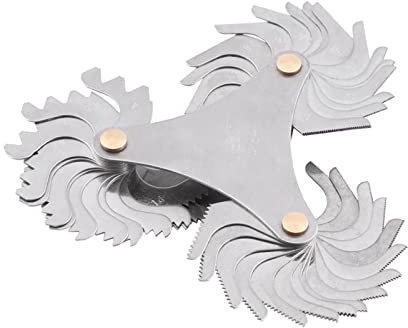 KOSDFOGE Calibro per Viti Metriche, Imperiali E Americane, Calibro Taglio del Passo, Calibro Tappi Filettati 51/52 Pezzi Strumento per la Misurazione Passo delle Viti 60 E 55 (US(51pc))