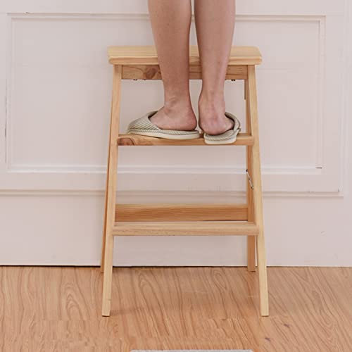 Tritthocker, 3-stöckig, klappbarer Tresenstuhl, tragbarer Treppenstuhl, Hocker, Holz-Küchenstufe, rutschfeste Trittfläche, für den Küchengarten, max. 150 kg