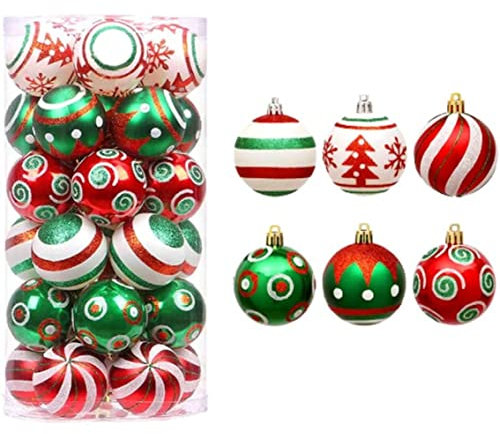 Décorations de Noël Grinch - 30 Ornements d'Arbres en Plastique Suspendus, 2,36 Pouces Balles Colorées