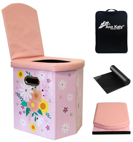 Ann Katy Upgrade XL Portable Toilet for Adults, Extra Large Portable Travel Floding Toilet, Camping Tall Toilets with Lid for Adults and Kids Compact Potty for Car,Hiking,Beach and Camping