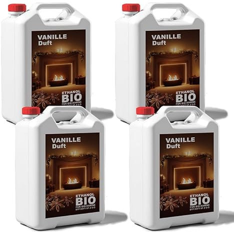 4x5 Liter Bioethanol Premium 100% fürAlkohol für Kamin (VANILLEDUFT, 20L)