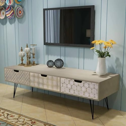 UTSRABFA TV Schrank Sideboard Wohnzimmer Sideboard Hängend TV Regal TV-Schrank mit 3 Schubladen 120x40x36 cm Grau Geeignet für Wohnzimmer, Schlafzimmer, Kinoraum, Wohnung
