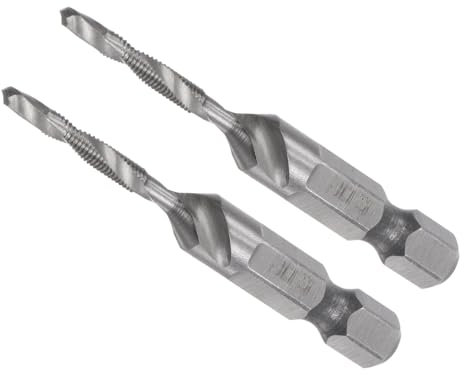 CoCud Foret et Taraud Combinés, Taille de Filetage M3 x 0.5, Queue Hexagonale de 1/4, Acier Rapide Non Revêtu 4341 - (pour Aluminium, Acier Inoxydable, Plastique), 2 Pièces