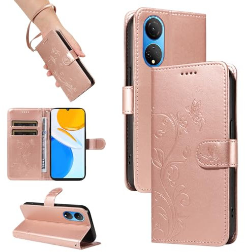 SRISHP Coque pour Honor X7, Housse Etui Portefeuille Cuir PU Multifonction, Magnétique Étui de Protection Compatible avec Honor X7, Or Rose