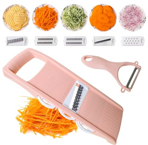 Nbguigdstr Mandoline Slicer for Kitchen 7-in-1 Mandoline Food Slicer,Potato/Cheese/Vegetable/Carrot/Cucumber Grater,Slicer, Cutter, Grinder,Waffle Fry Cutter,Julienne Peeler