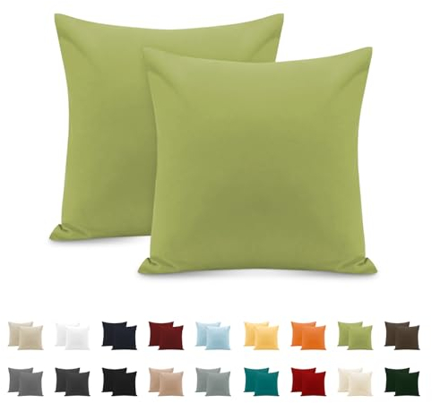 2er Set Kissenbezug 100% Baumwolle 65x65 cm 2 PCS, Superweicher Premium Jersey Kopfkissenbezug, Kissenhülle Hellgrün