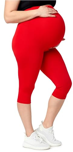 Merry Style Große Größen Damen 3/4 Umstandsleggings aus Viskose MS10-461 (Rot, 7XL)