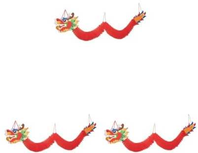 Lot de 3 guirlandes de dragons à suspendre pour le Nouvel An chinois - Longueur : 3 m
