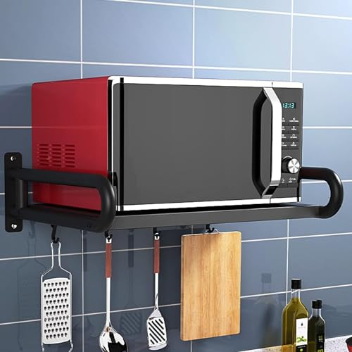microwave shelf,kitchen shelves, Stainless Steel Wall Shelf Metal Shelving Heavy Duty Commercial or Household Grade Wall Mount Microwave with Fixing Kit Support Load 10kg, 53 x 44.5 x 16cm(Size:53 x 4