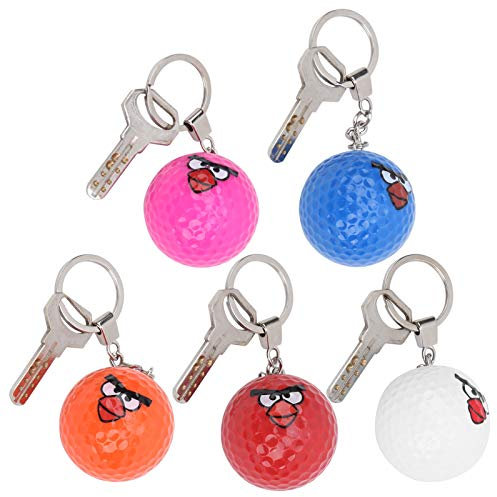 Kelepu Porte-clés de Balle de Golf en Caoutchouc élastique, 5 pièces, balles d'entraînement de Golf, Porte-clés Portables pour Cadeaux de fête, Cadeau de Golfeur