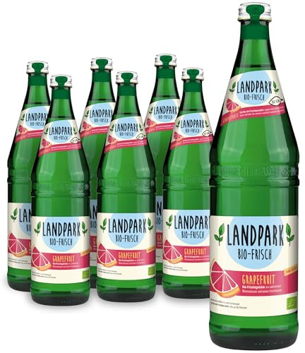 Landpark Bio-Erfrischungsgetränk Grapefruit, 18 x 0,75 L in der Glasflasche | ohne Zucker und Süßungsmittel | mit Kohlensäure | Wasser mit Geschmack | Ideal auch für Kinder und Diabetiker