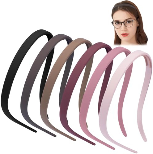 TOBATOBA Headbands for Glasses Wearers No Pressure No Headache Comfortable Hairbands Square Sunglasses Headband for Women Girls, Plastic Headbands with Teeth Non Slip 6Pcs